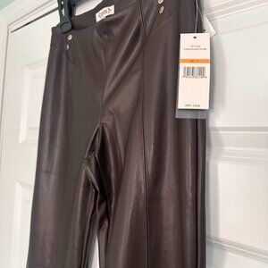 NWT - Nanette Lepore - Faux Vegan Leather Stretch Flare Pants - Small - Brown